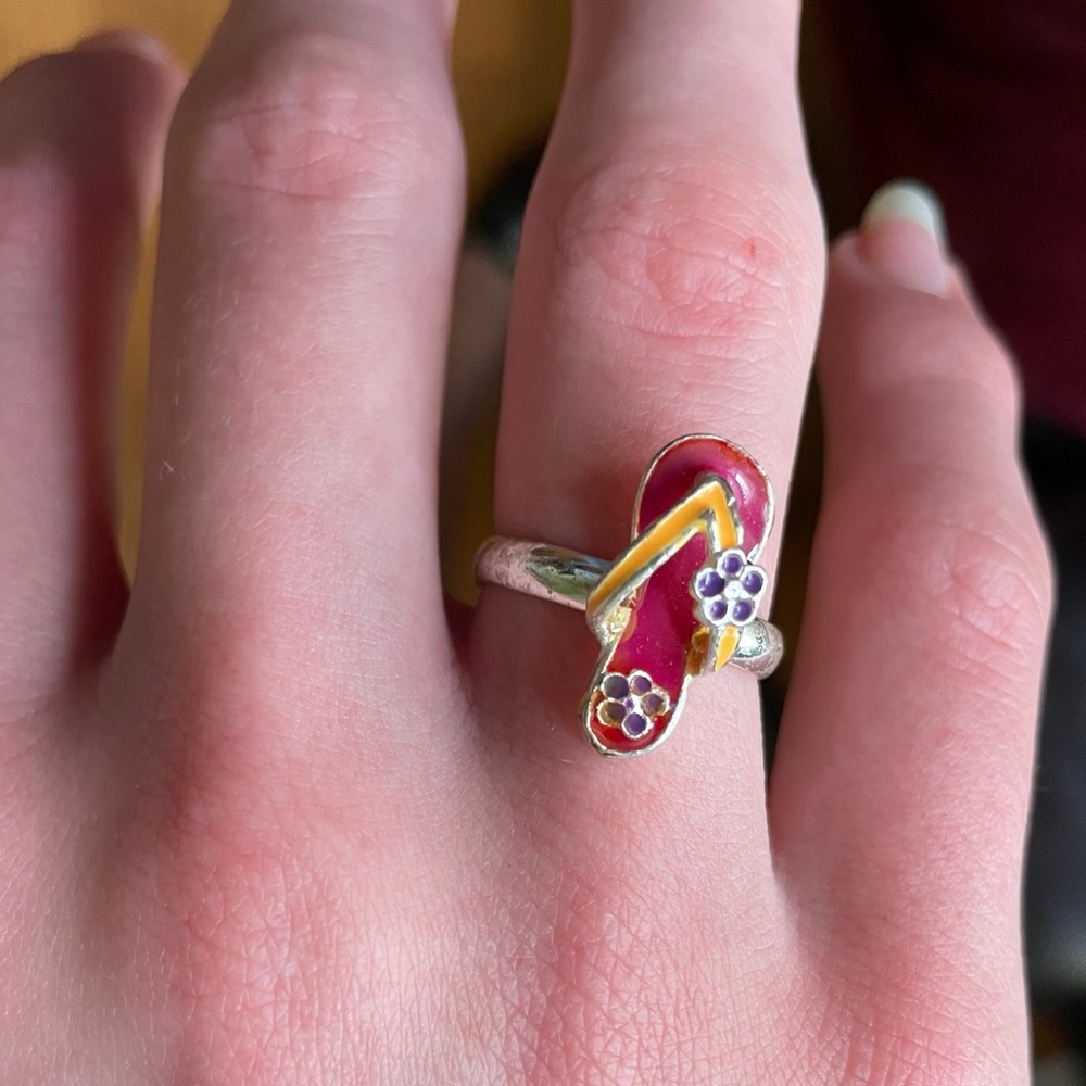 Y2K flip flop ring adjustable super cute for summer